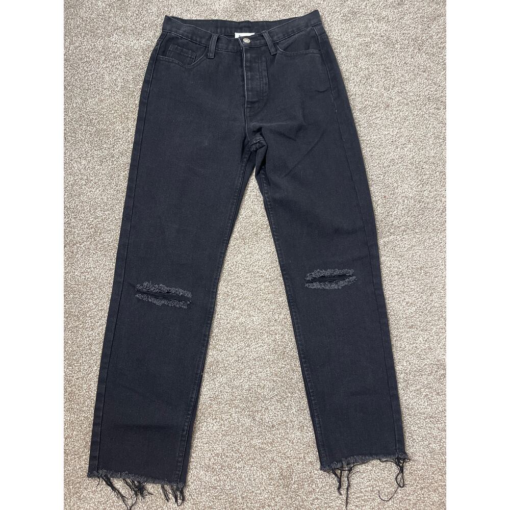 Princess Polly Women's Raw Hem Distress High Waist Punk Western Jeans Black 6